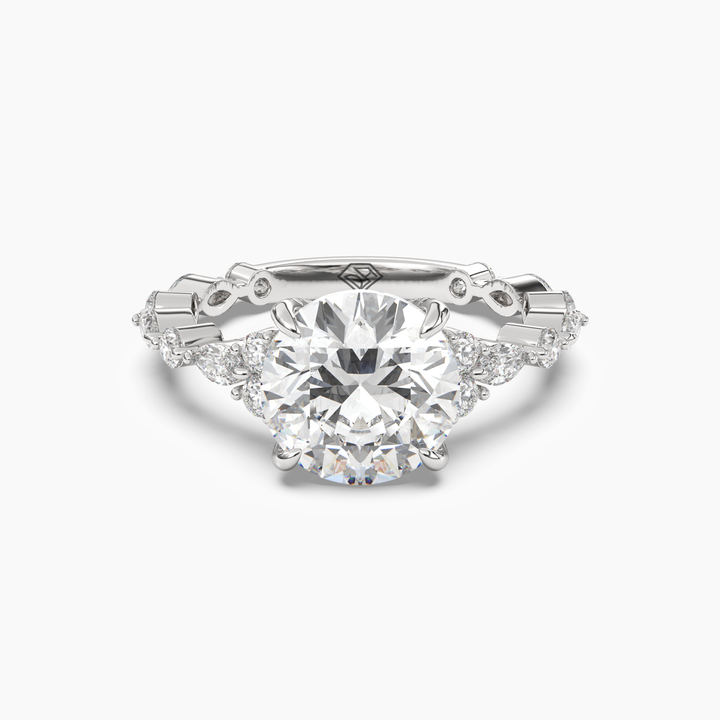 Lace Round Hidden Halo 1.5 Carat Lab Grown Diamond Engagement Ring in 18K White Gold