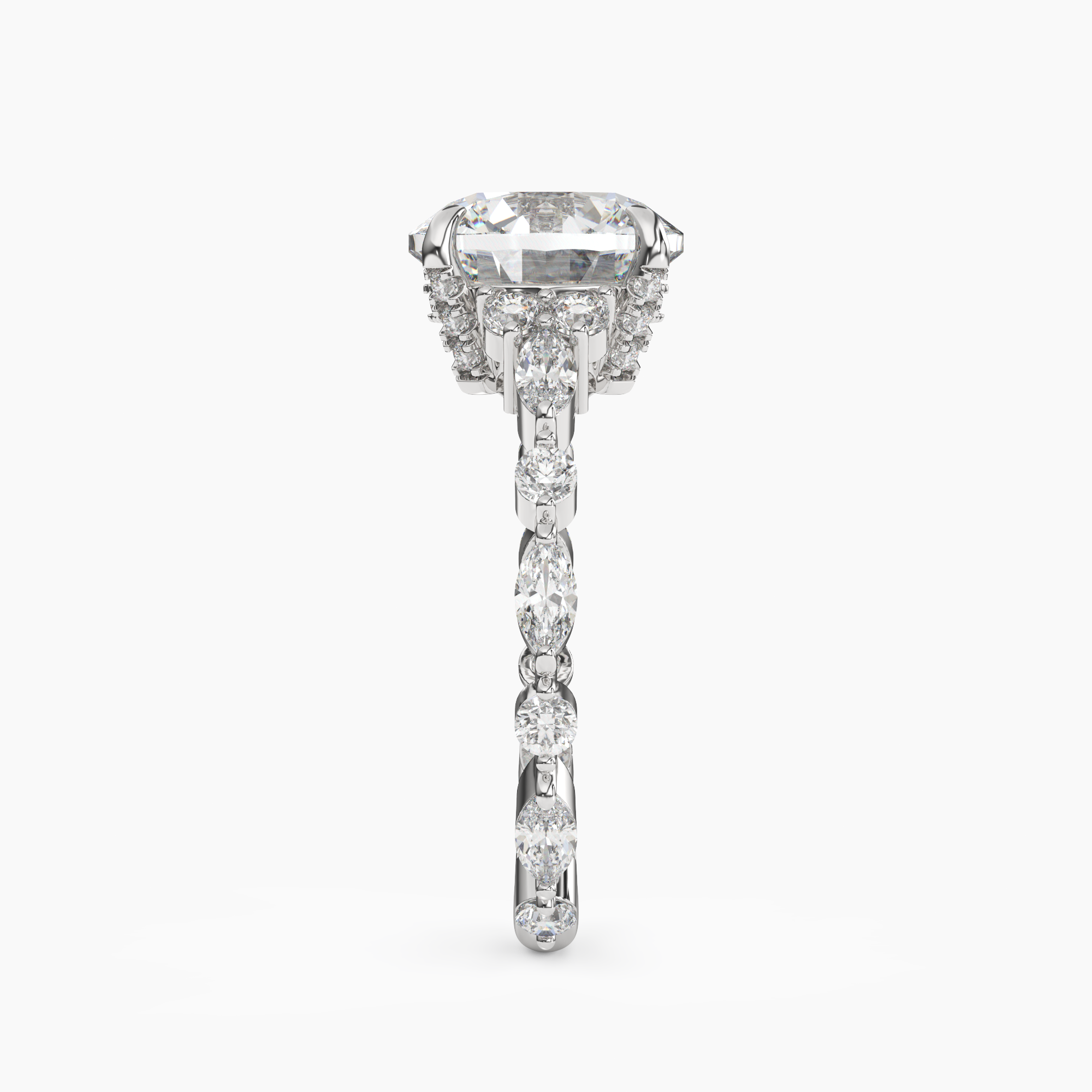 Lace Round Hidden Halo 1 Carat Lab Grown Diamond Engagement Ring in 18K Yellow Gold