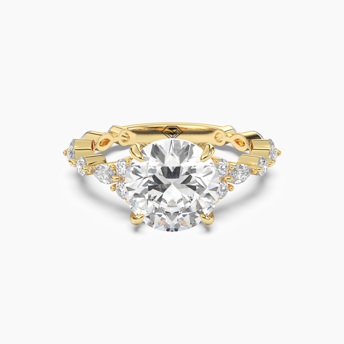 Lace Round Hidden Halo 1.5 Carat Lab Grown Diamond Engagement Ring in 18K Rose Gold