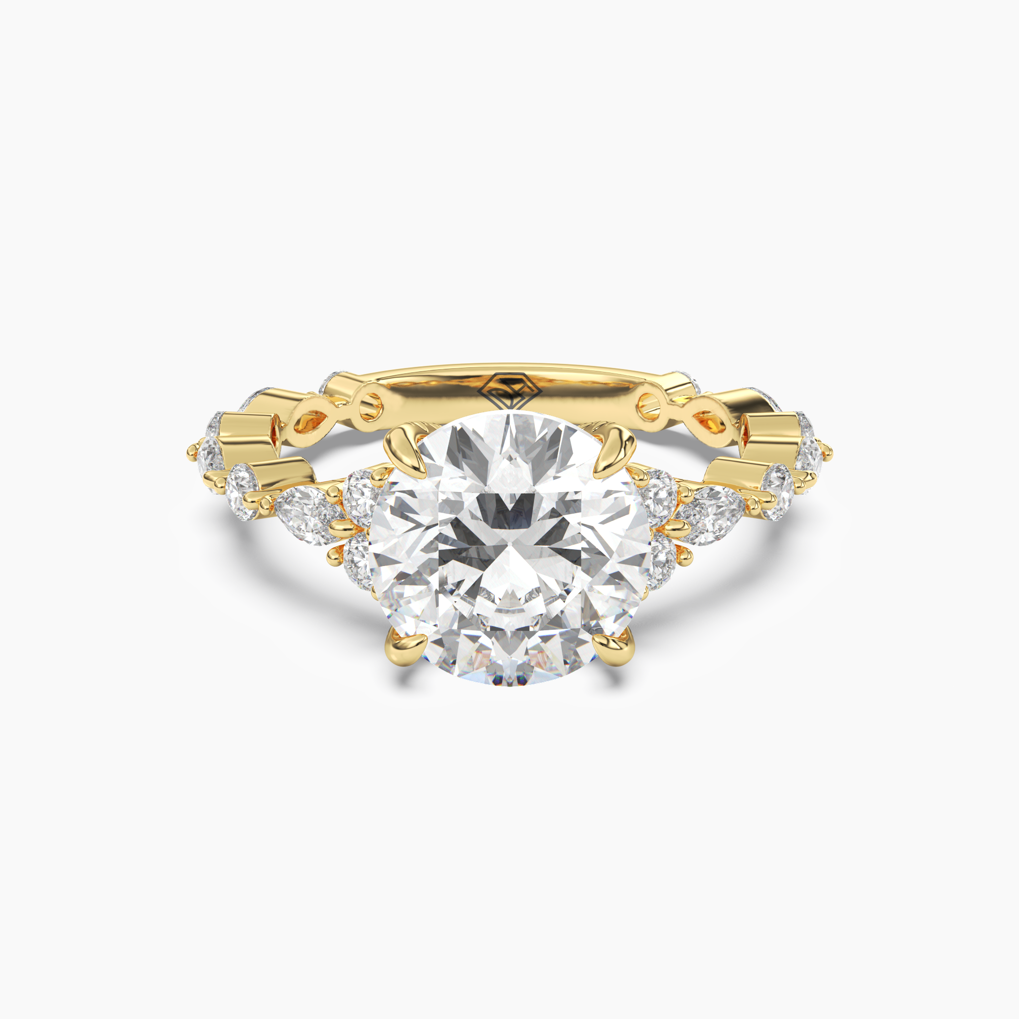 Lace Round Hidden Halo 1 Carat Lab Grown Diamond Engagement Ring in 18K Rose Gold