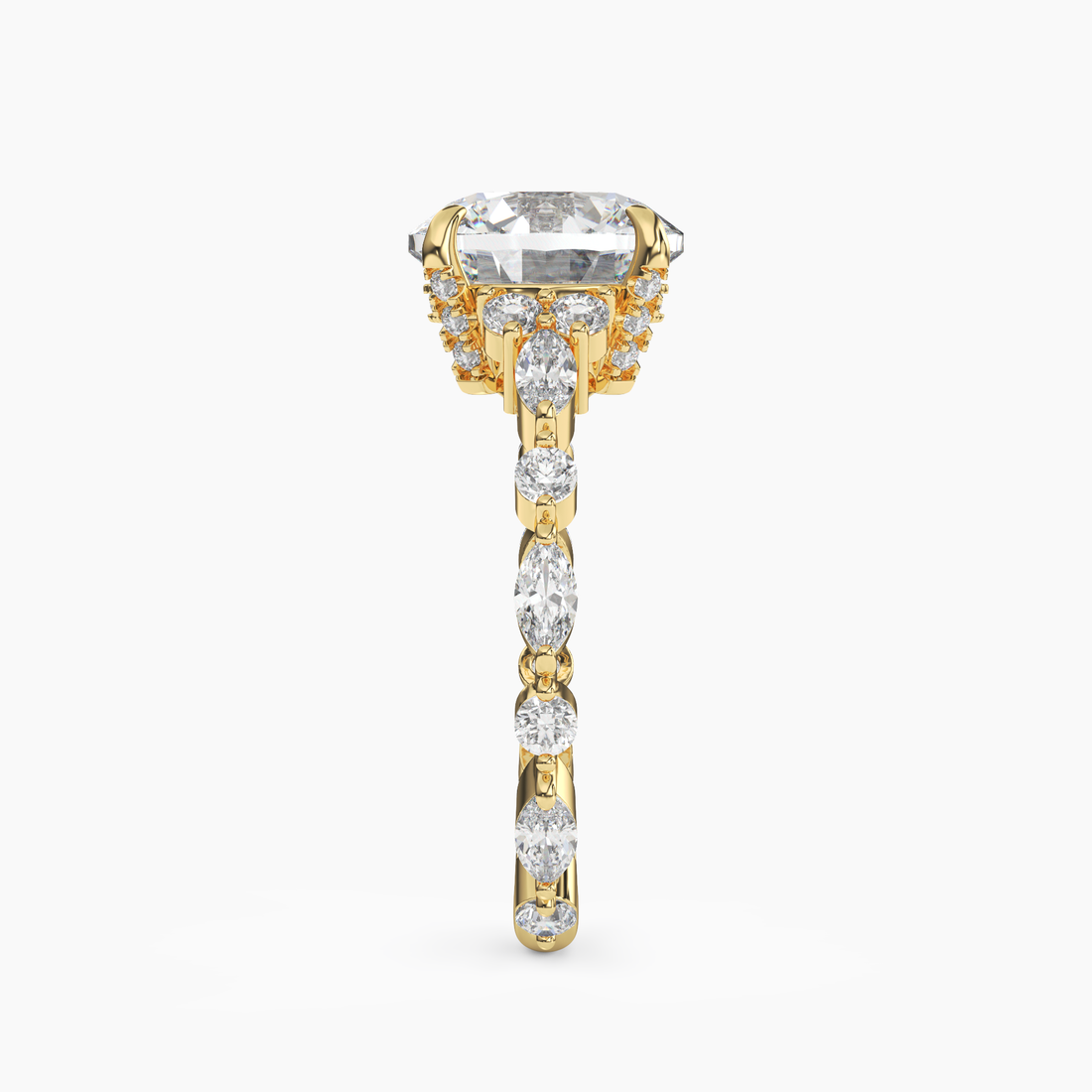Lace Round Hidden Halo Diamond Ring Setting in 18K White Gold
