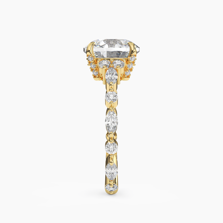 Lace Round Hidden Halo 2.5 Carat Lab Grown Diamond Engagement Ring in 14K Rose Gold