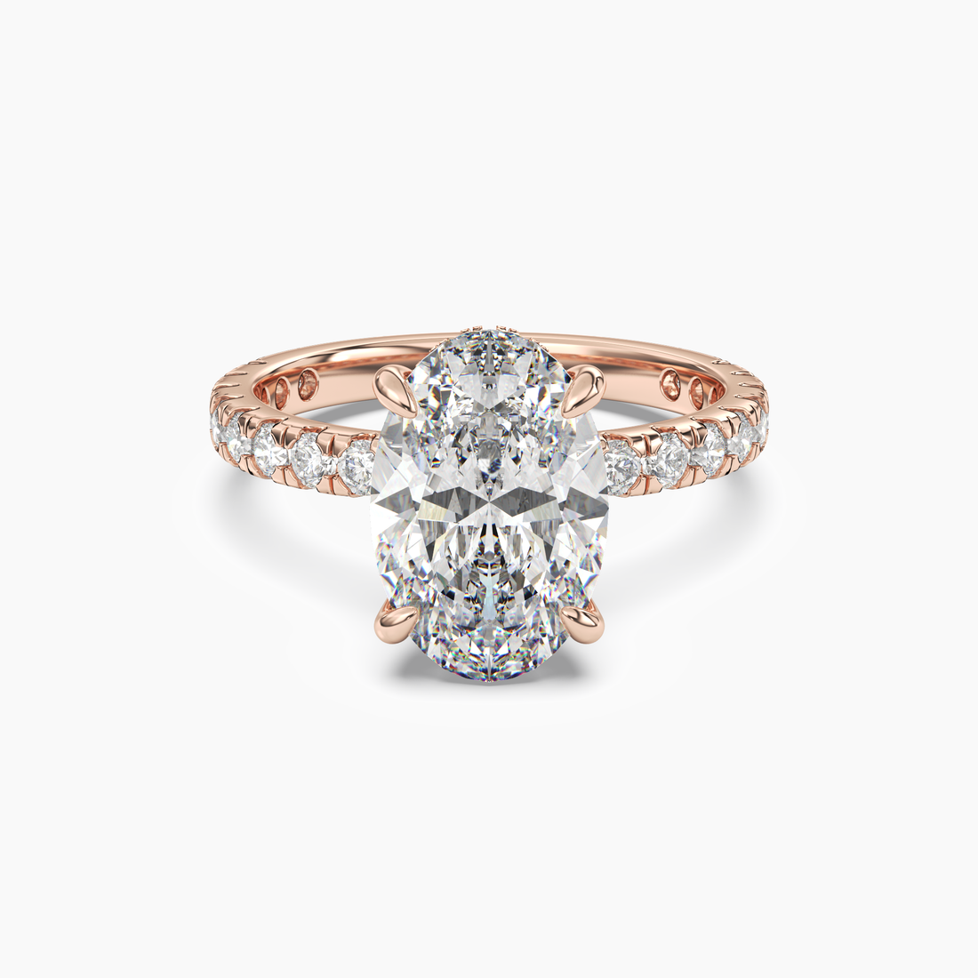 Eclipse Oval Hidden Halo Diamond Ring Setting in 18K White Gold