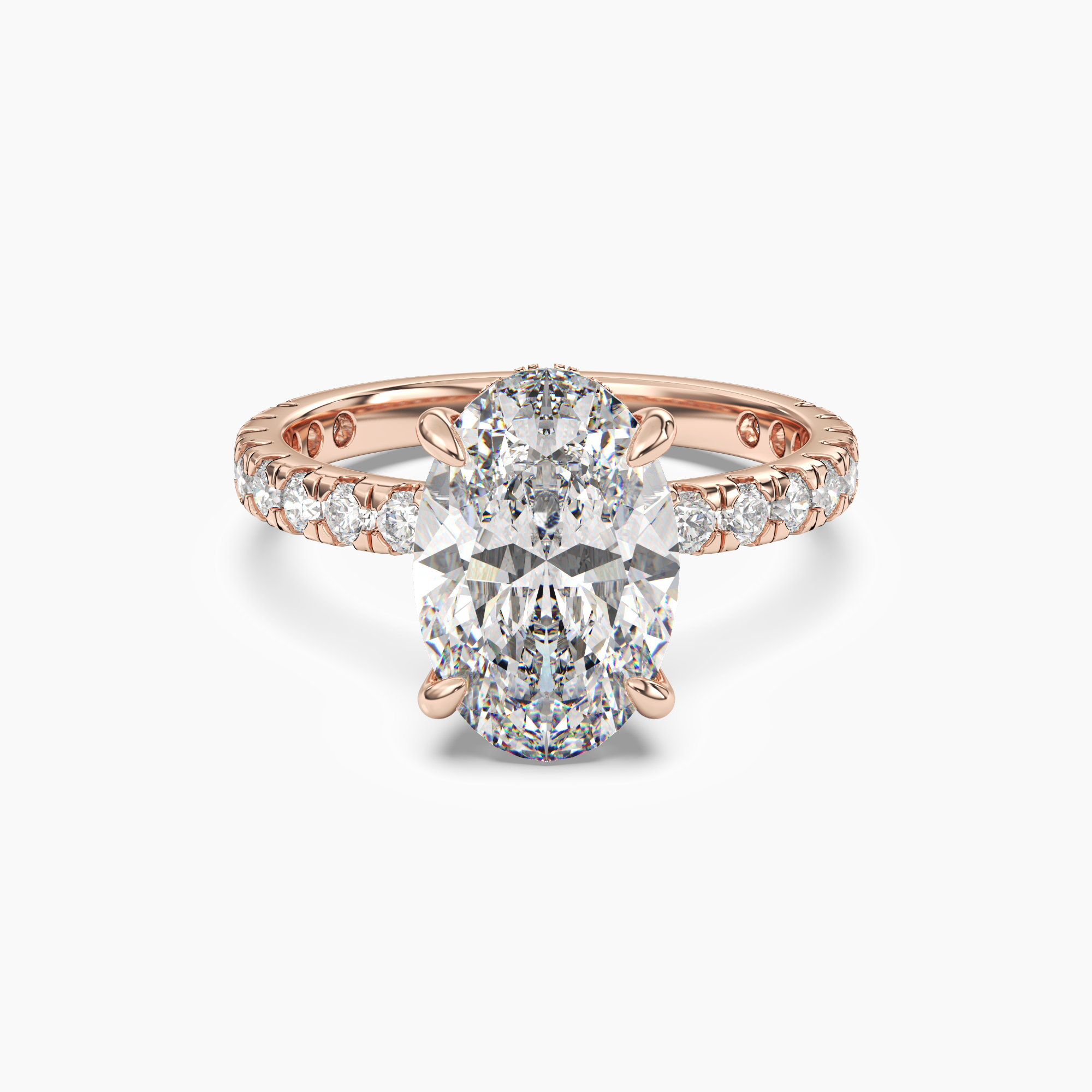 Eclipse Oval Hidden Halo 3 Carat Lab Grown Diamond Engagement Ring in 18K Yellow Gold