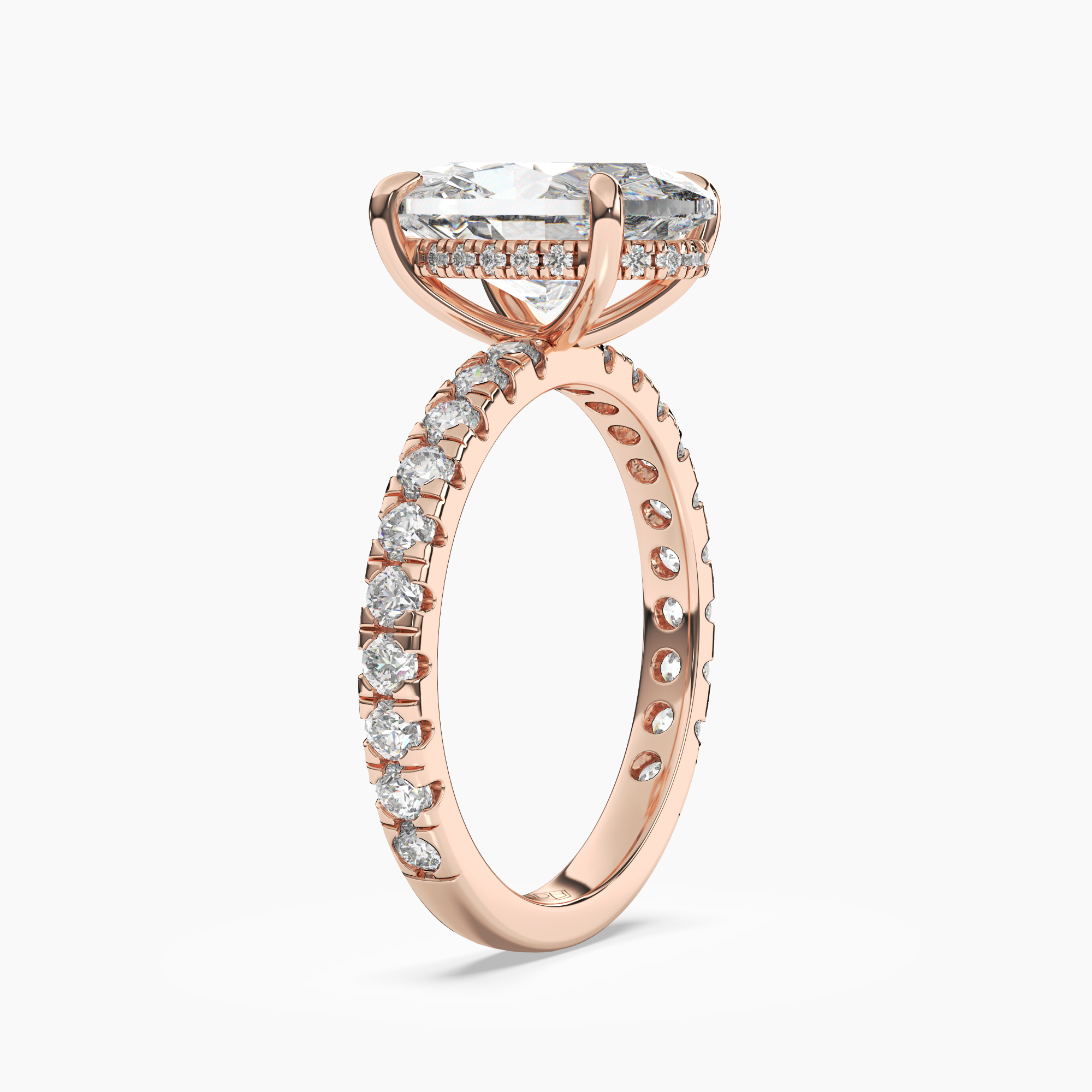 Eclipse Oval Hidden Halo 2 Carat Lab Grown Diamond Engagement Ring in 18K Rose Gold