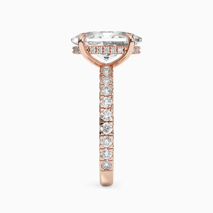 Eclipse Oval Hidden Halo 1 Carat Lab Grown Diamond Engagement Ring in 14K White Gold