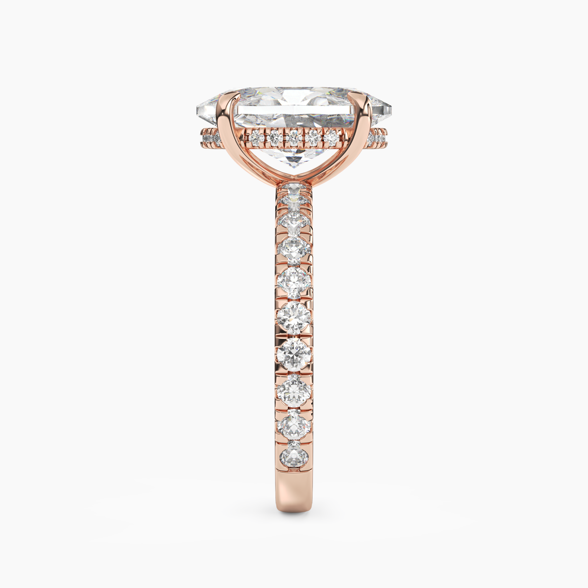 Eclipse Oval Hidden Halo 2 Carat Lab Grown Diamond Engagement Ring in 18K Rose Gold