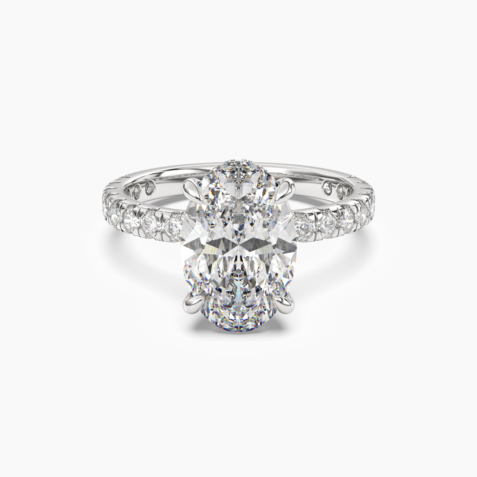 Eclipse Oval Hidden Halo 3 Carat Lab Grown Diamond Engagement Ring in 18K Rose Gold