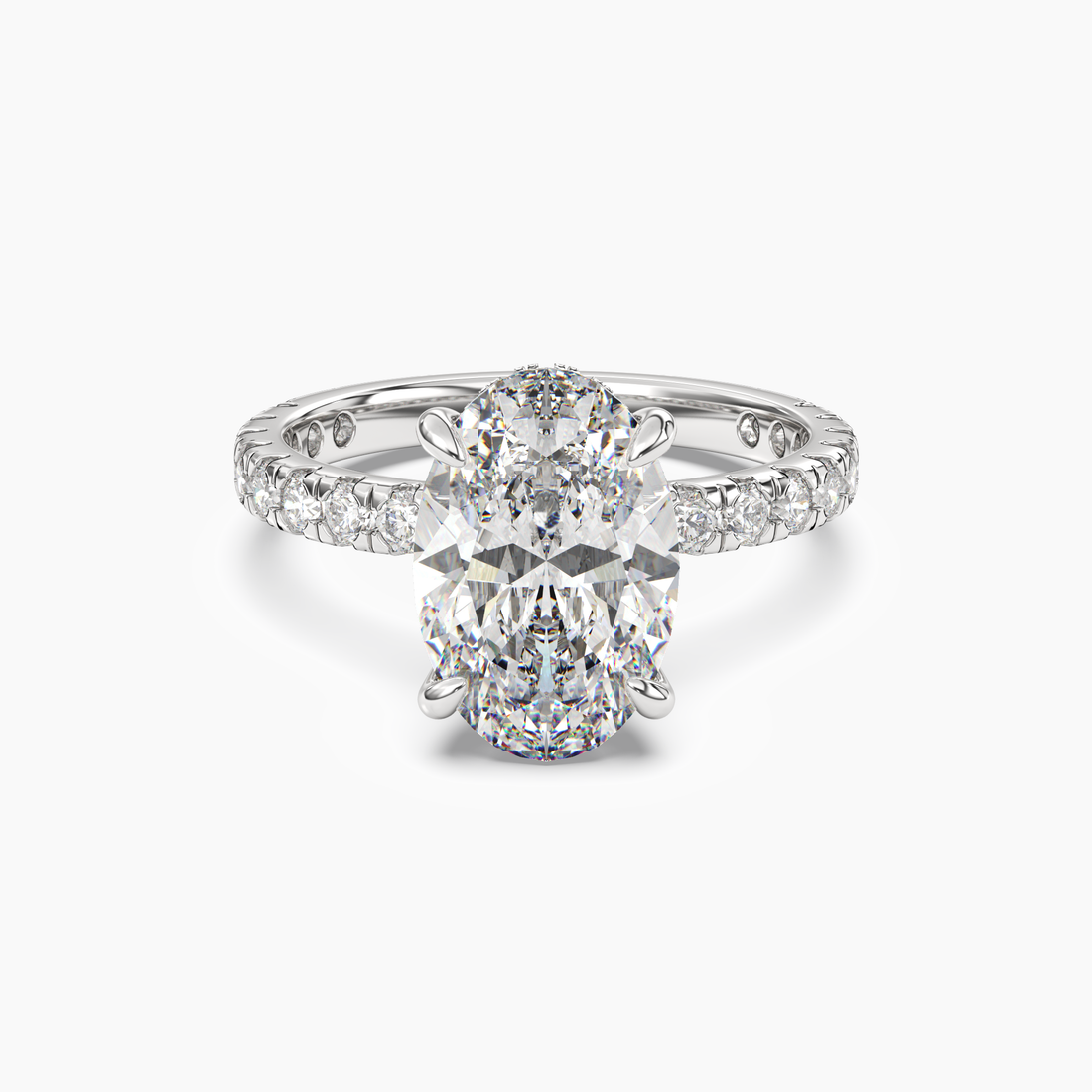 Eclipse Oval Hidden Halo 2.5 Carat Lab Grown Diamond Engagement Ring in 14K White Gold