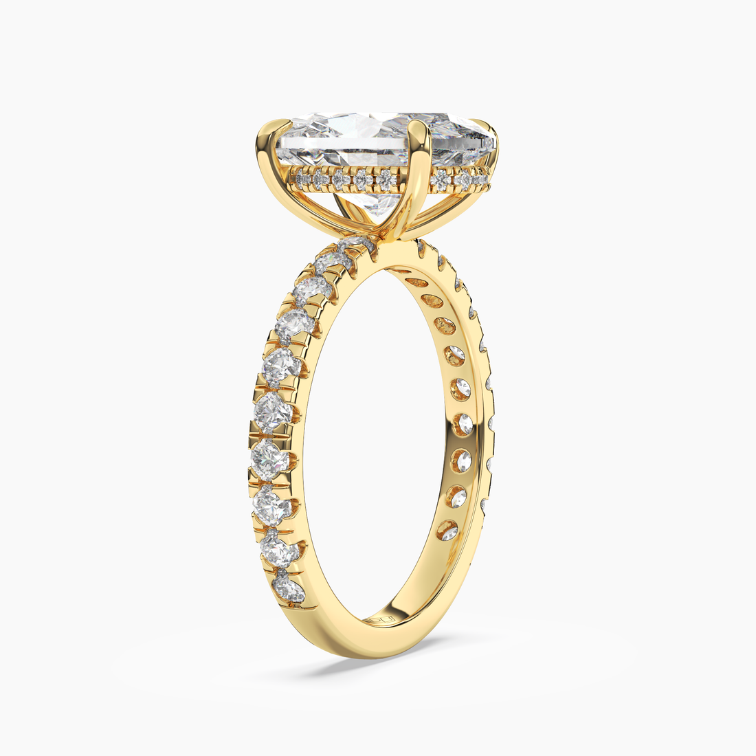 Eclipse Oval Hidden Halo 1.5 Carat Lab Grown Diamond Engagement Ring in 18K Yellow Gold