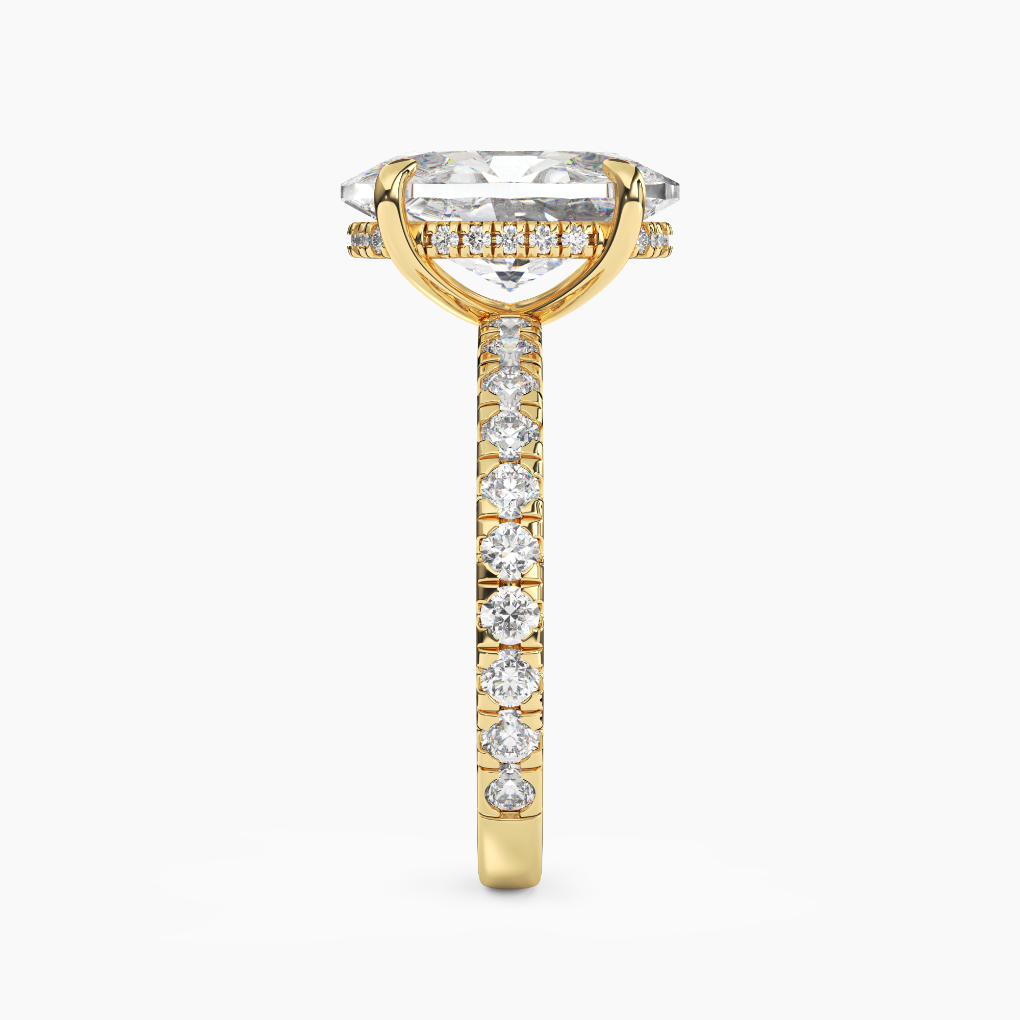Eclipse Oval Hidden Halo Diamond Ring Setting in 14K Rose Gold