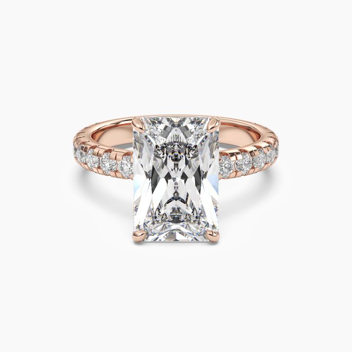 Eclipse Radiant Hidden Halo 2.5 Carat Lab Grown Diamond Engagement Ring in 18K Rose Gold