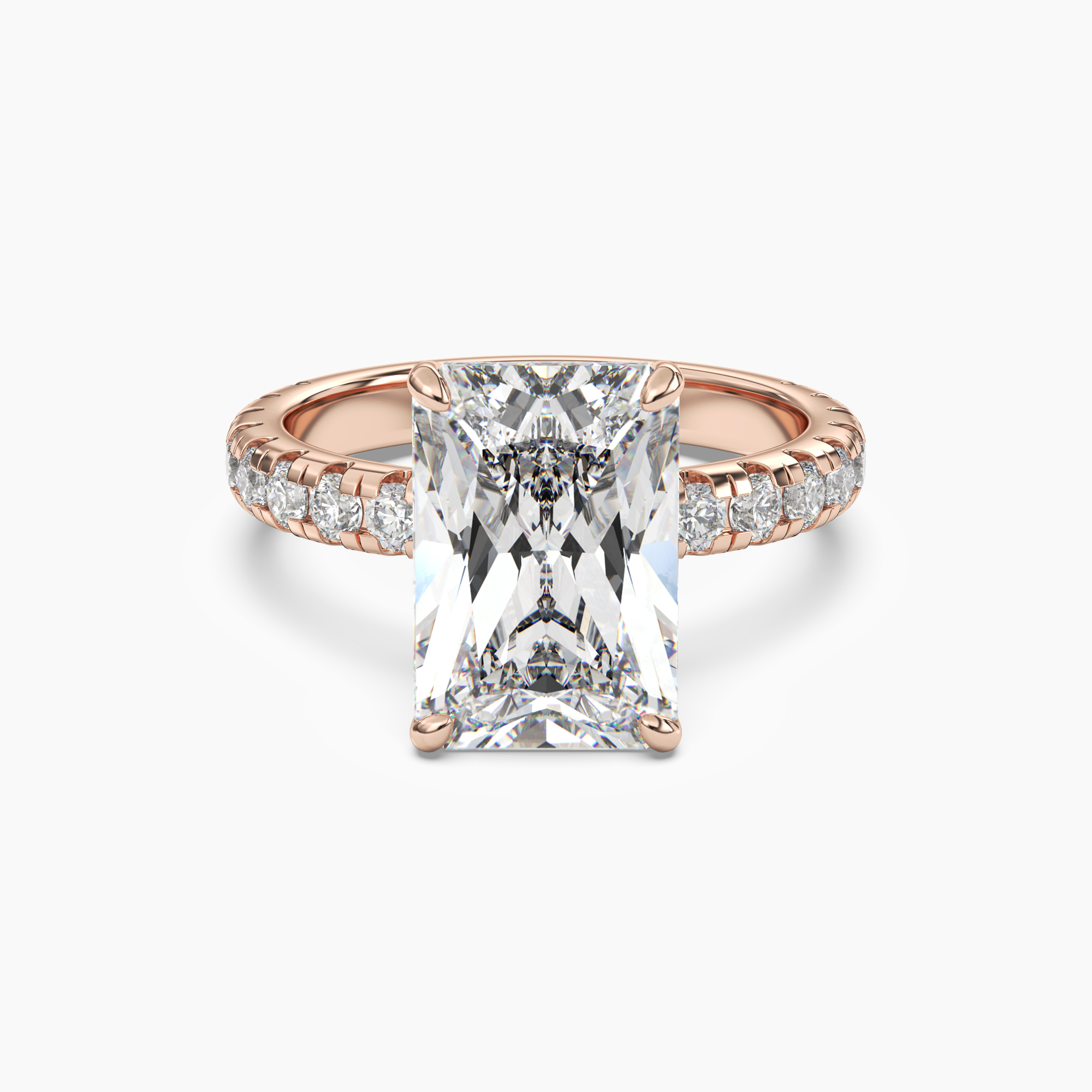 Eclipse Radiant Hidden Halo 3 Carat Lab Grown Diamond Engagement Ring in 14K Rose Gold