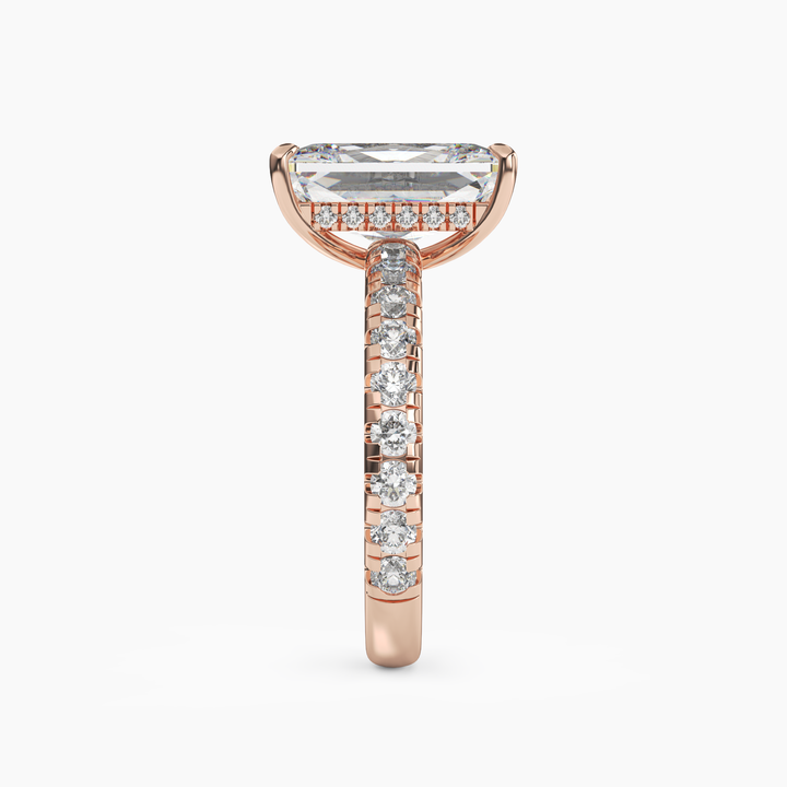 Eclipse Radiant Hidden Halo 2 Carat Lab Grown Diamond Engagement Ring in 14K Yellow Gold