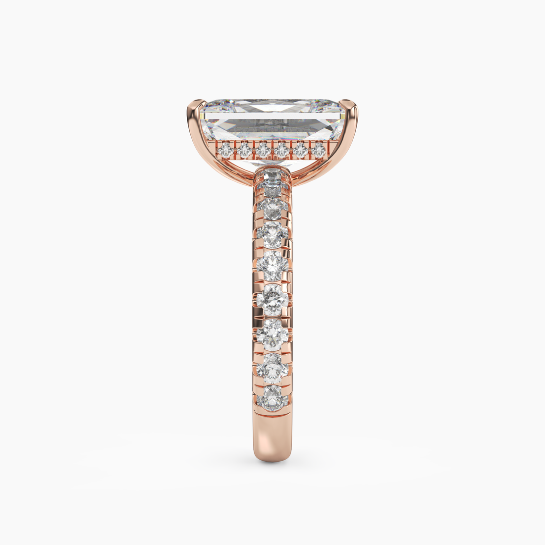 Eclipse Radiant Hidden Halo Diamond Ring Setting in 14K White Gold
