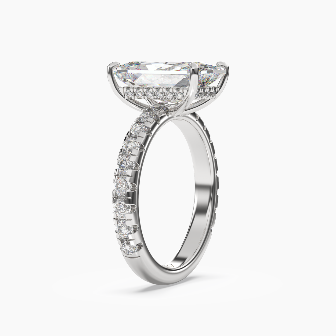 Eclipse Radiant Hidden Halo 1.5 Carat Lab Grown Diamond Engagement Ring in 18K White Gold