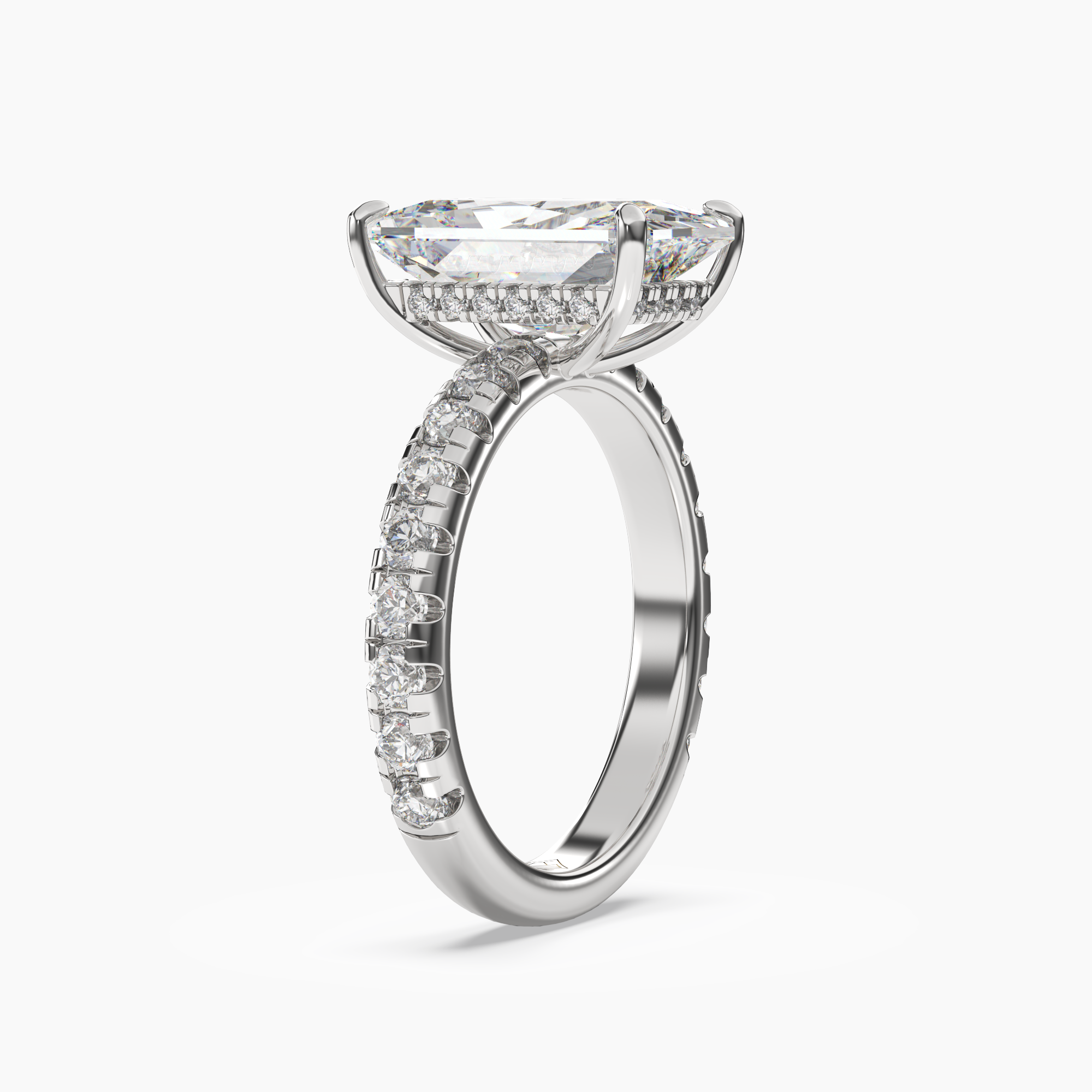 Eclipse Radiant Hidden Halo 3 Carat Lab Grown Diamond Engagement Ring in 18K Yellow Gold