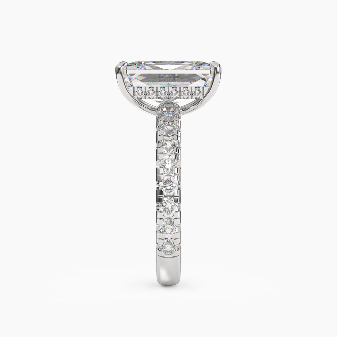 Eclipse Radiant Hidden Halo 2 Carat Lab Grown Diamond Engagement Ring in 18K Yellow Gold