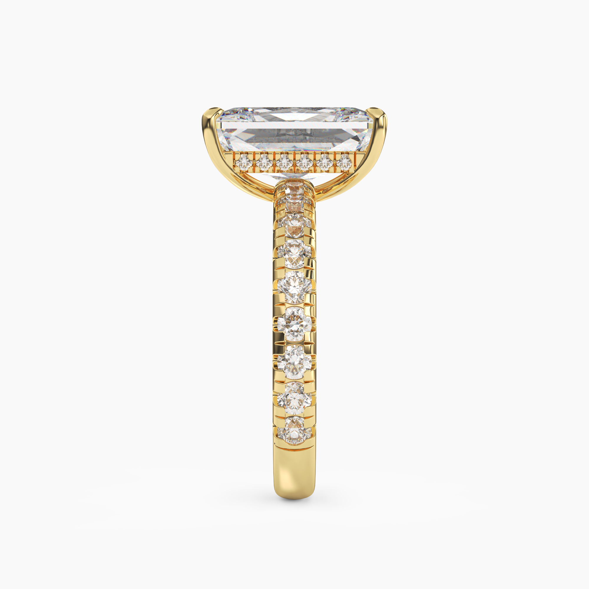 Eclipse Radiant Hidden Halo 2 Carat Lab Grown Diamond Engagement Ring in 18K Yellow Gold