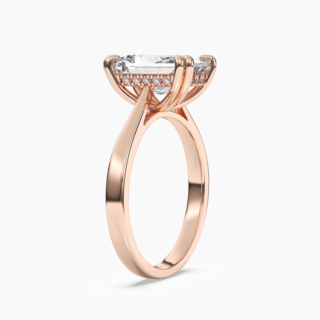 Meadow Radiant Hidden Halo 3 Carat Lab Grown Diamond Engagement Ring in 18K White Gold