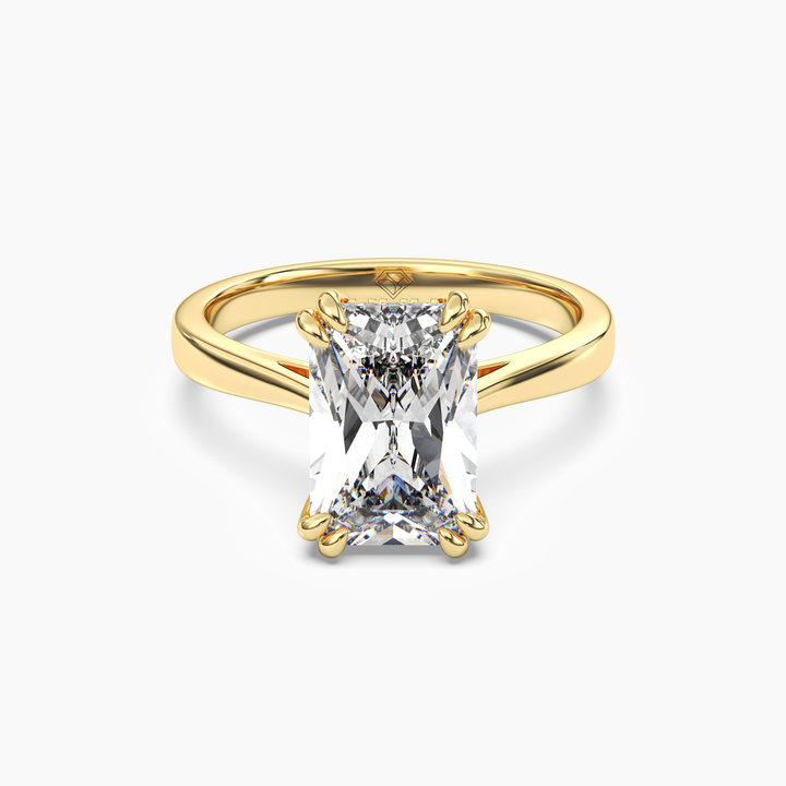 Meadow Radiant Hidden Halo 3 Carat Lab Grown Diamond Engagement Ring in 14K Yellow Gold
