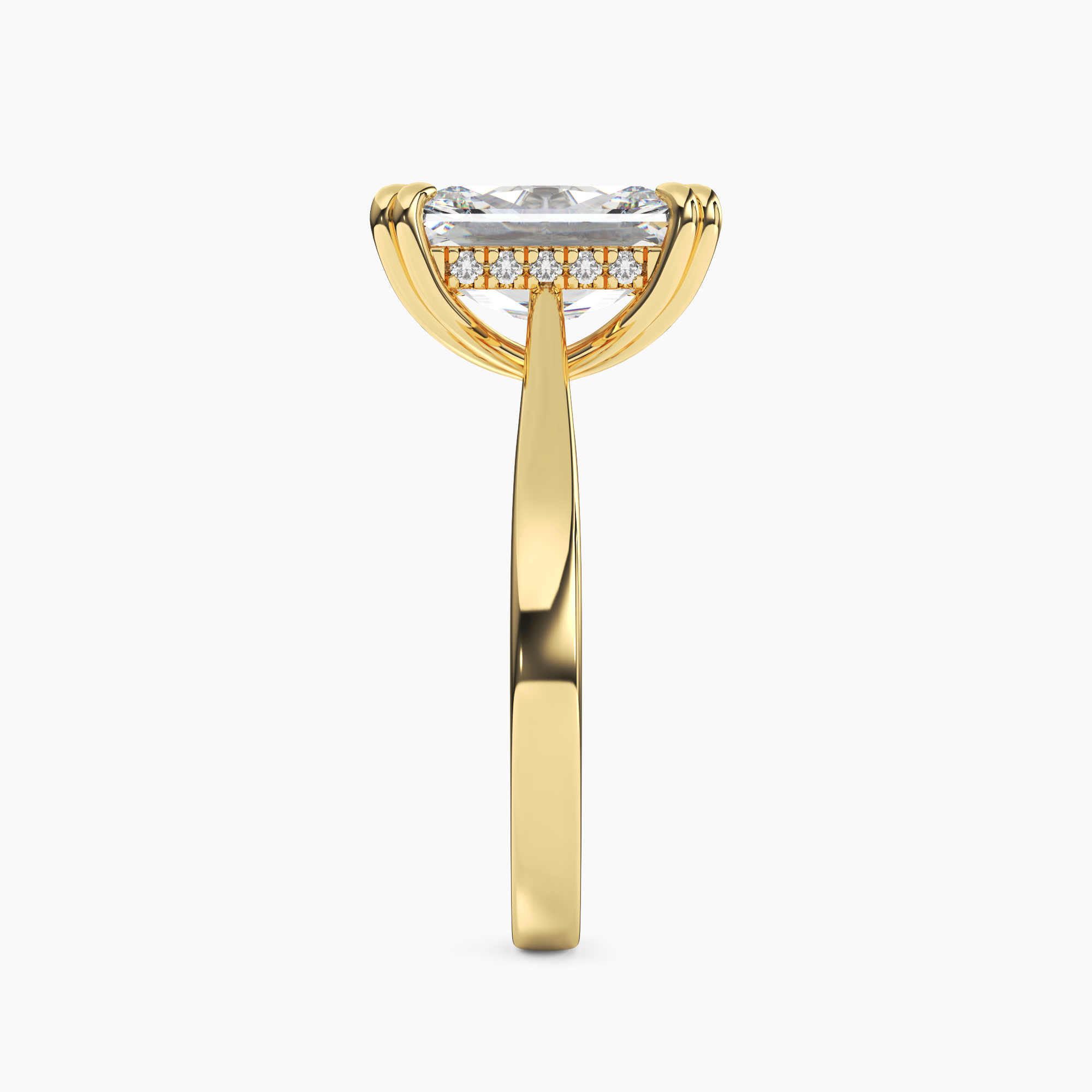 Meadow Radiant Hidden Halo 1 Carat Lab Grown Diamond Engagement Ring in 18K Yellow Gold