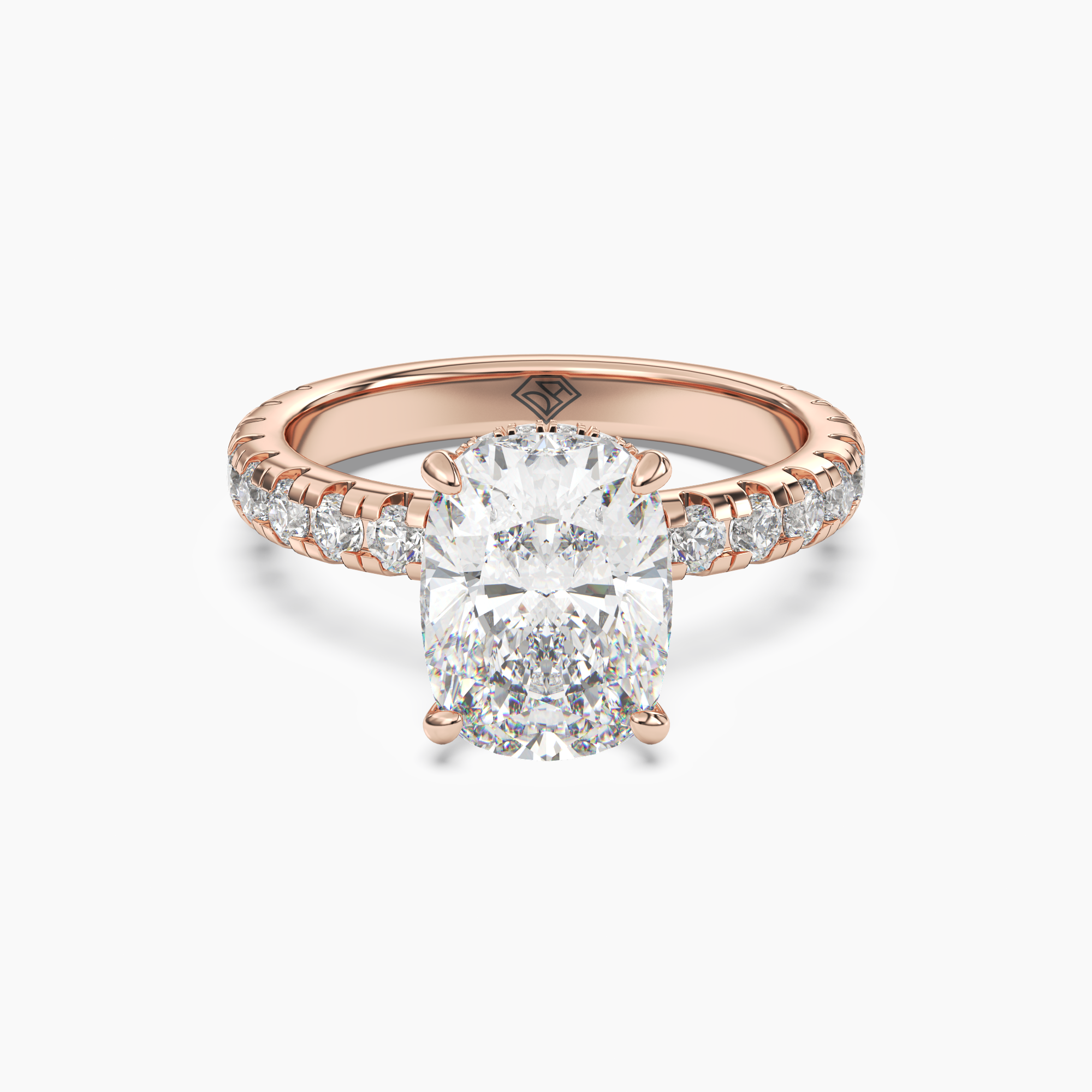 Oasis Cushion Hidden Halo 1.5 Carat Lab Grown Diamond Engagement Ring in 14K White Gold