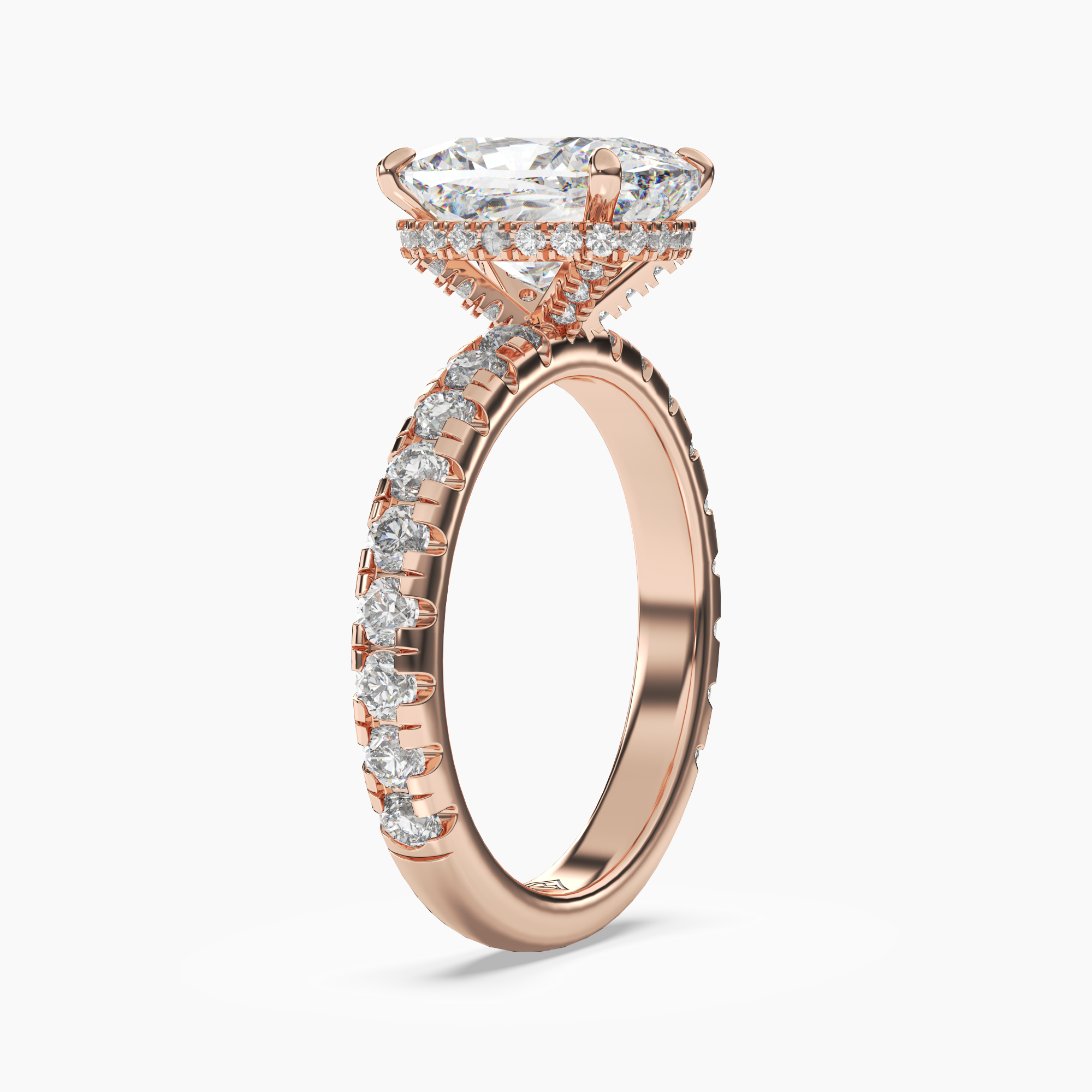Oasis Cushion Hidden Halo 1.5 Carat Lab Grown Diamond Engagement Ring in 18K Yellow Gold