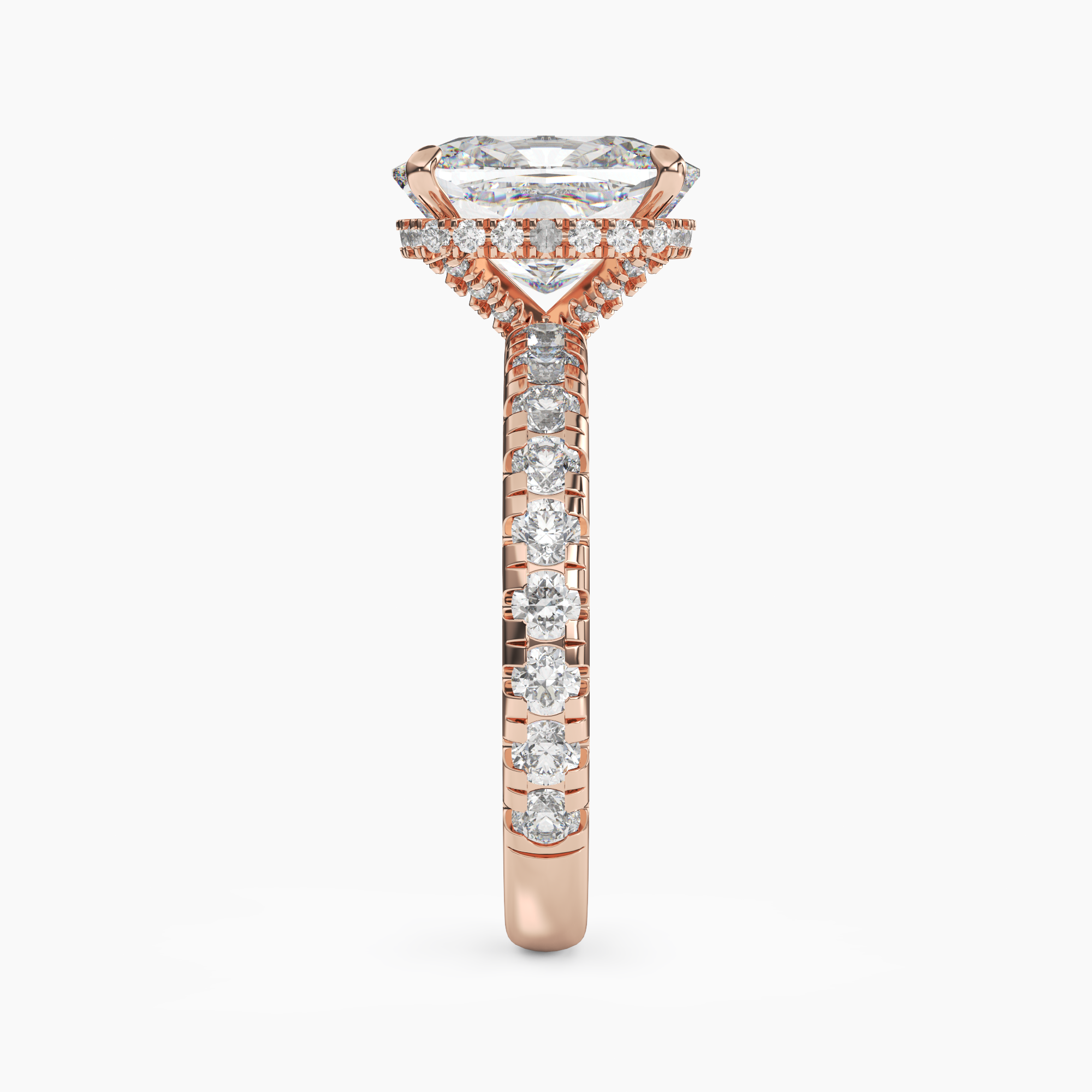 Oasis Cushion Hidden Halo 2 Carat Lab Grown Diamond Engagement Ring in 14K Yellow Gold