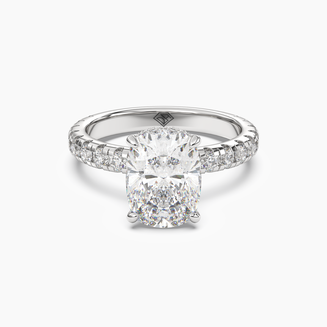 Oasis Cushion Hidden Halo 2.5 Carat Lab Grown Diamond Engagement Ring in 18K Rose Gold
