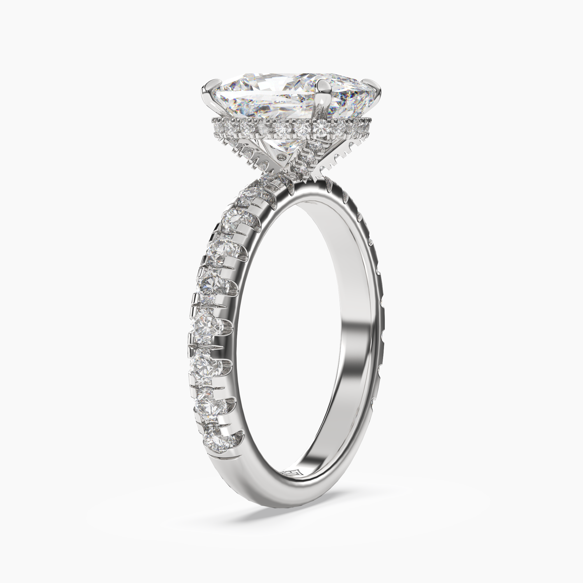 Oasis Cushion Hidden Halo 2 Carat Lab Grown Diamond Engagement Ring in 14K Yellow Gold