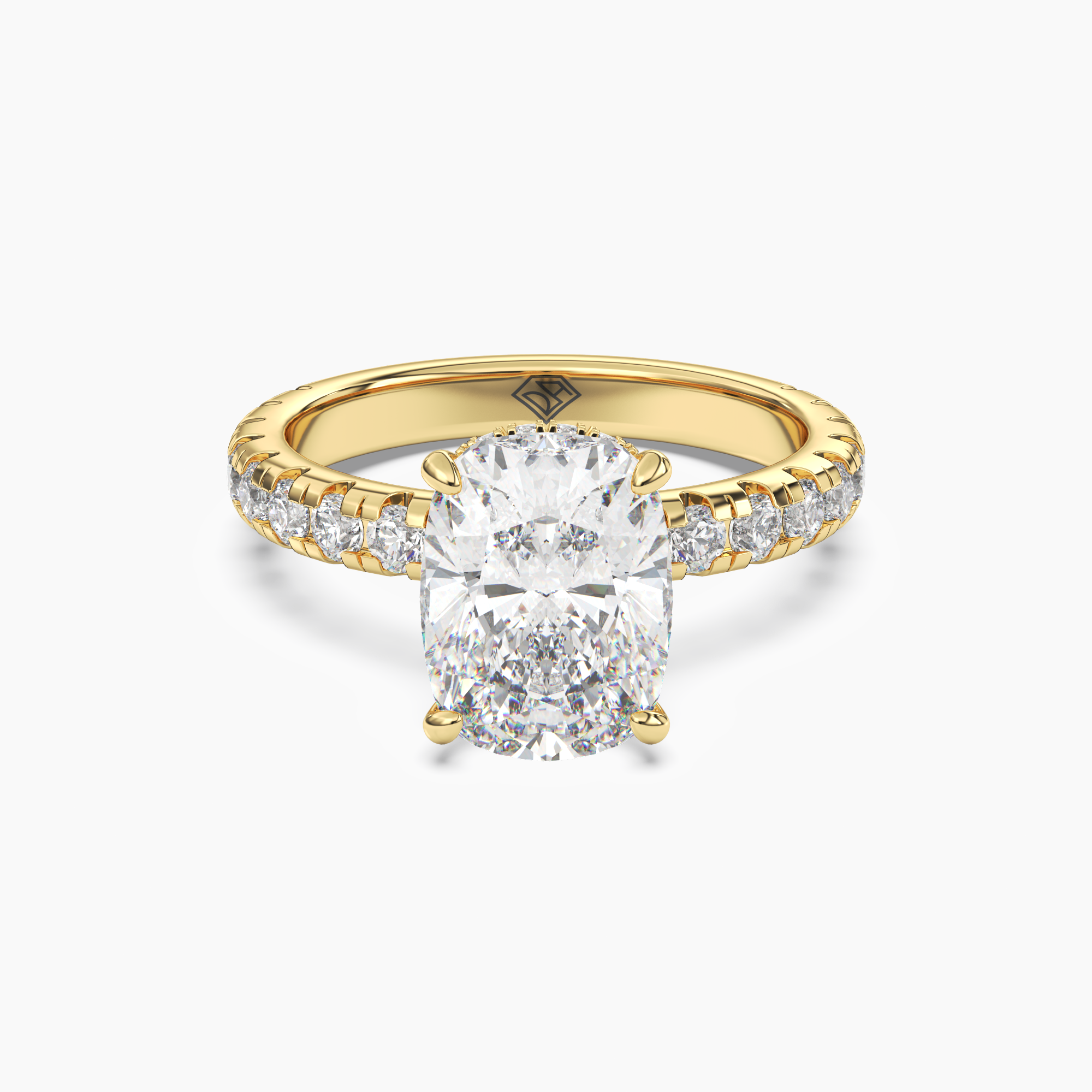 Oasis Cushion Hidden Halo 3 Carat Lab Grown Diamond Engagement Ring in 18K Rose Gold