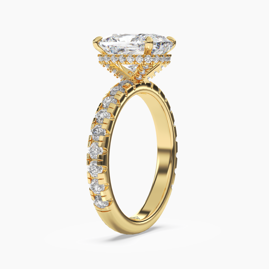 Oasis Cushion Hidden Halo 2 Carat Lab Grown Diamond Engagement Ring in 18K White Gold