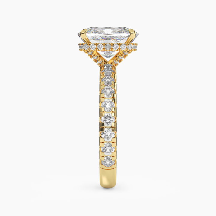 Oasis Cushion Hidden Halo 2 Carat Lab Grown Diamond Engagement Ring in 18K Rose Gold