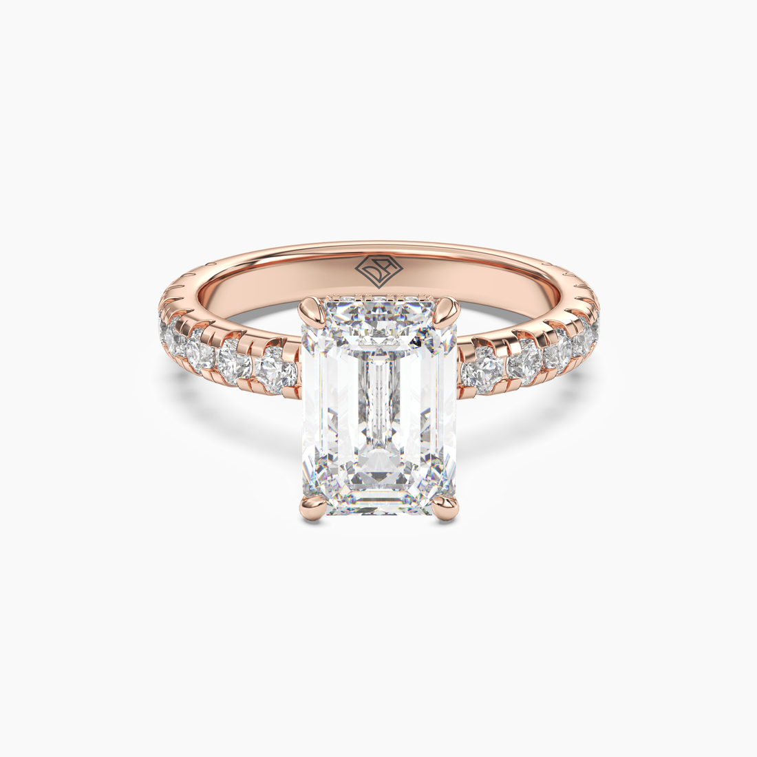 Oasis Emerald Hidden Halo 3 Carat Lab Grown Diamond Engagement Ring in 14K White Gold