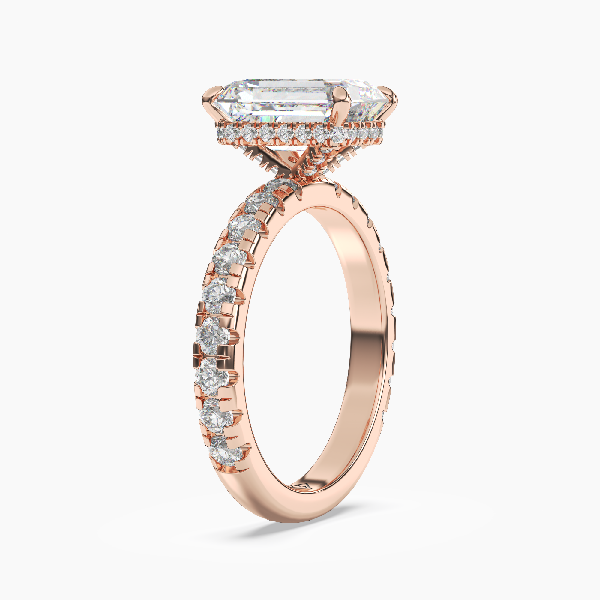 Oasis Emerald Hidden Halo 1 Carat Lab Grown Diamond Engagement Ring in 18K White Gold