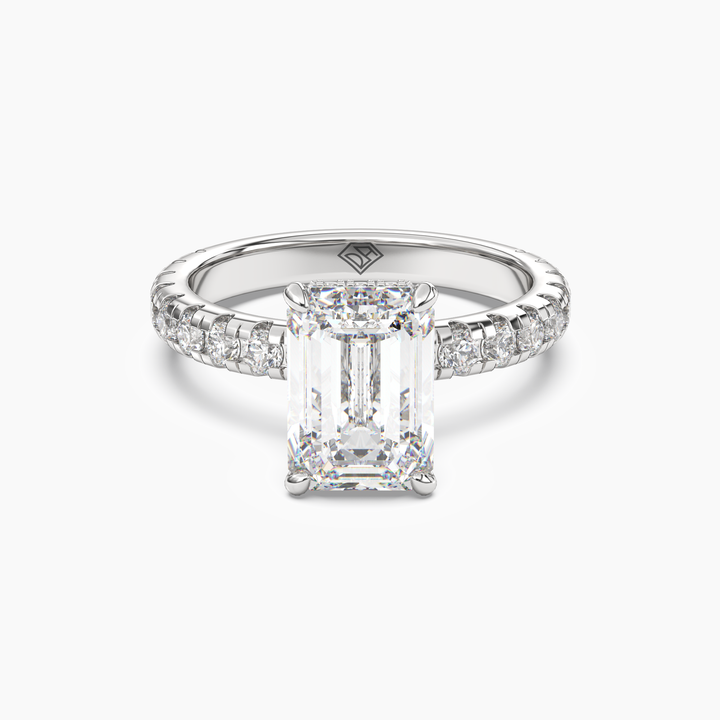 Oasis Emerald Hidden Halo 1.5 Carat Lab Grown Diamond Engagement Ring in 18K White Gold