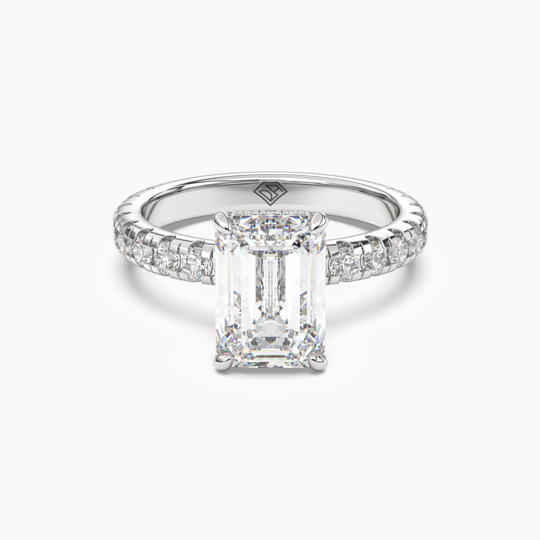 Oasis Emerald Hidden Halo 2 Carat Lab Grown Diamond Engagement Ring in 14K Rose Gold