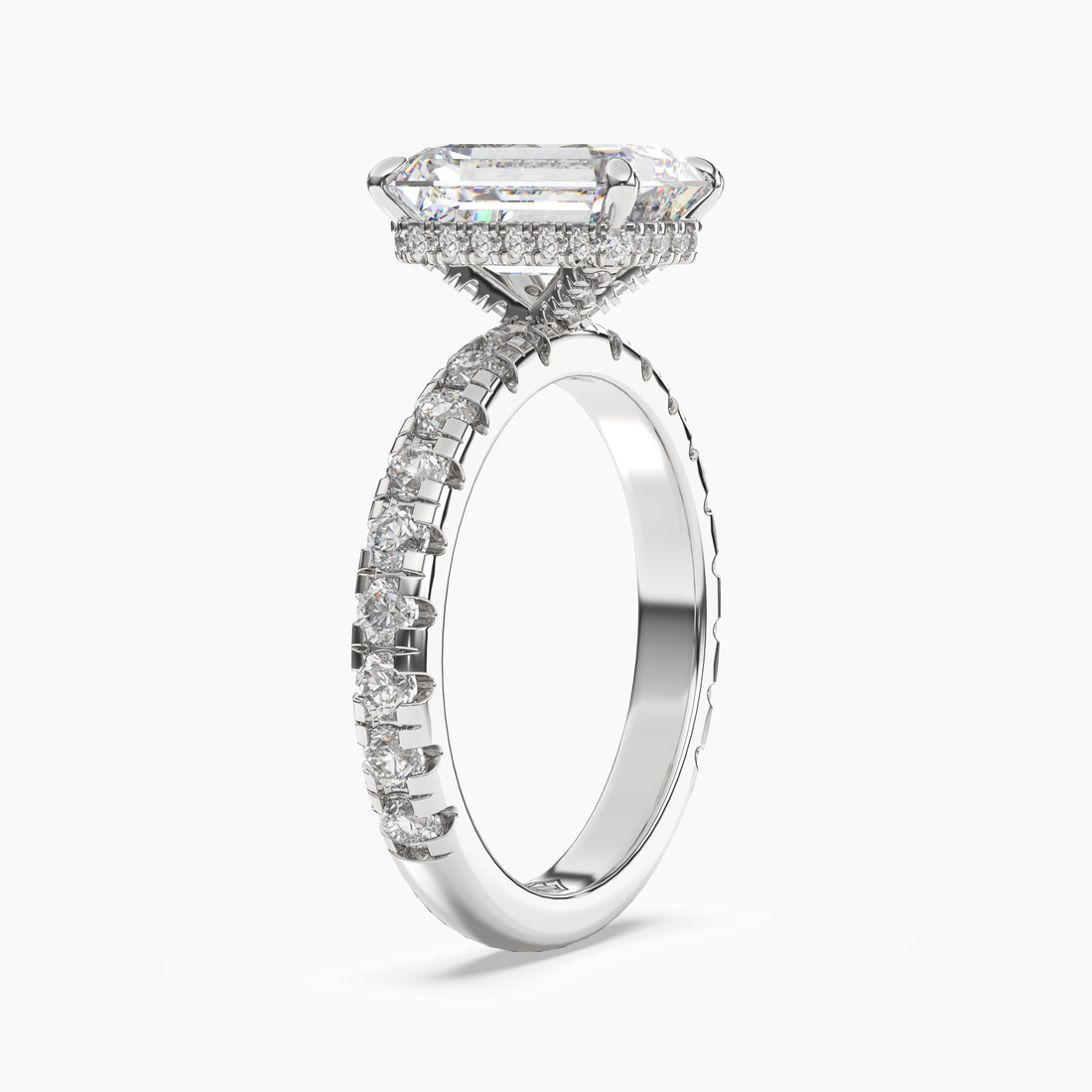 Oasis Emerald Hidden Halo 2 Carat Lab Grown Diamond Engagement Ring in 14K White Gold