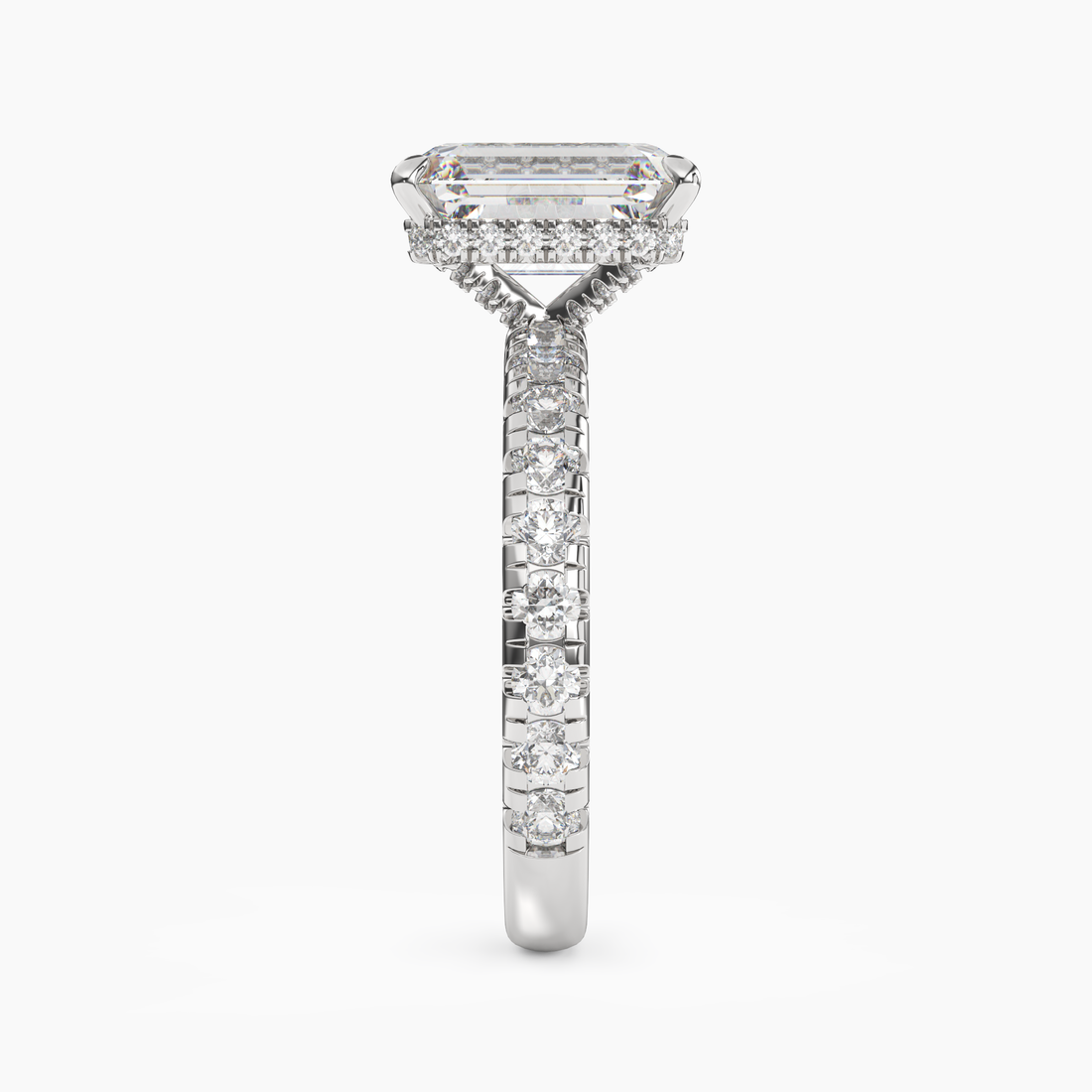 Oasis Emerald Hidden Halo Diamond Ring Setting in 14K Rose Gold