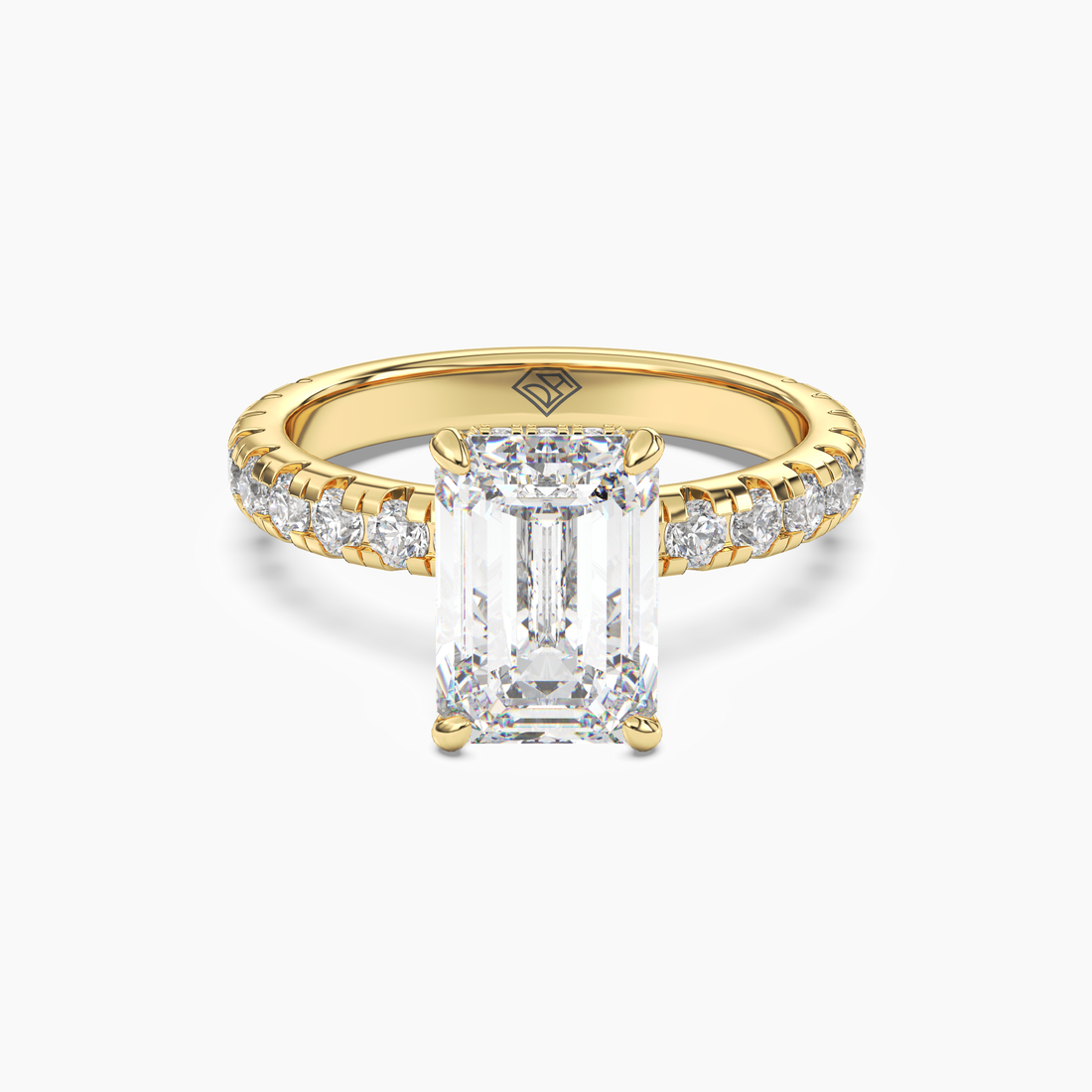 Oasis Emerald Hidden Halo 3 Carat Lab Grown Diamond Engagement Ring in 14K White Gold