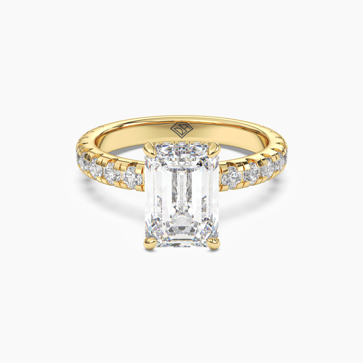 Oasis Emerald Hidden Halo 1.5 Carat Lab Grown Diamond Engagement Ring in 14K Yellow Gold