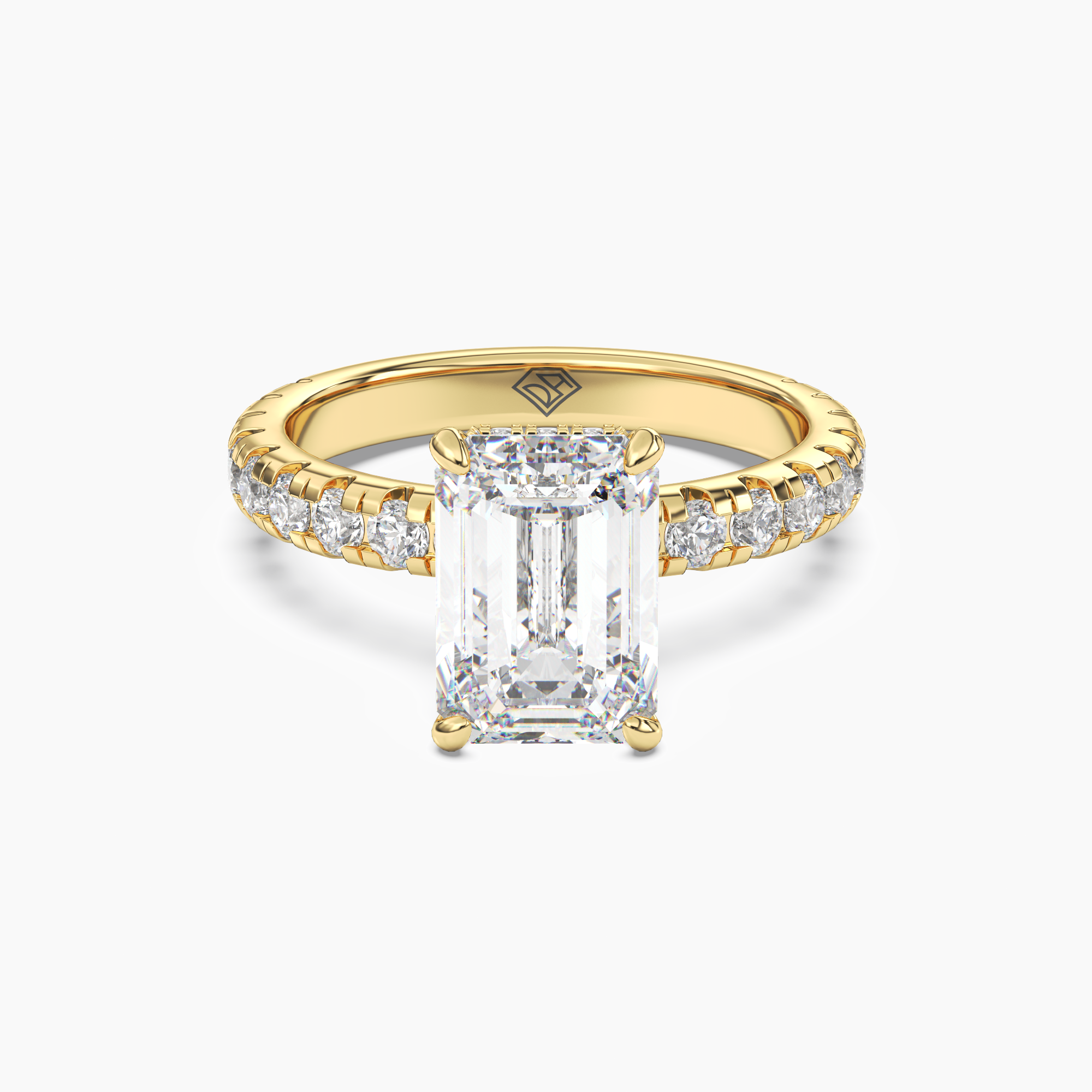Oasis Emerald Hidden Halo 1 Carat Lab Grown Diamond Engagement Ring in 18K Yellow Gold