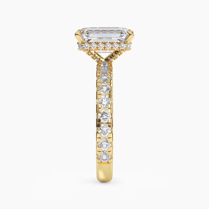 Oasis Emerald Hidden Halo 2.5 Carat Lab Grown Diamond Engagement Ring in 14K Rose Gold