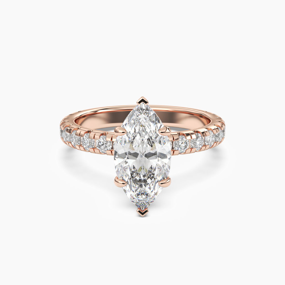 Oasis Marquise Hidden Halo Diamond Ring Setting in 18K White Gold
