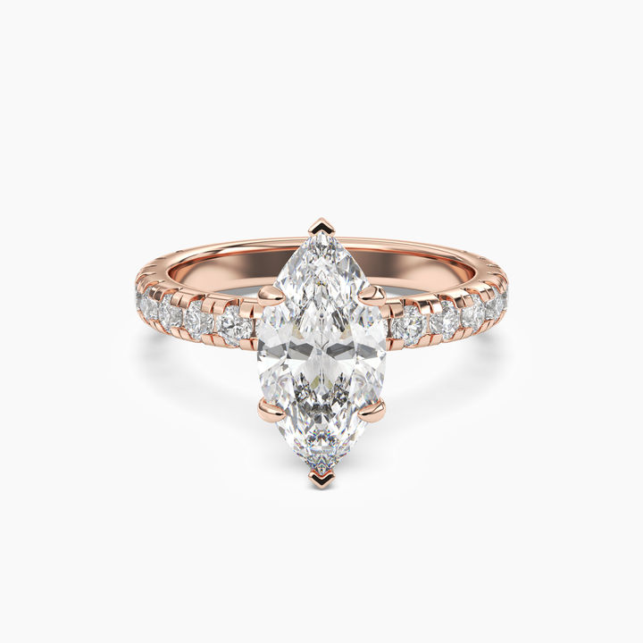 Oasis Marquise Hidden Halo 1.5 Carat Lab Grown Diamond Engagement Ring in 18K Rose Gold