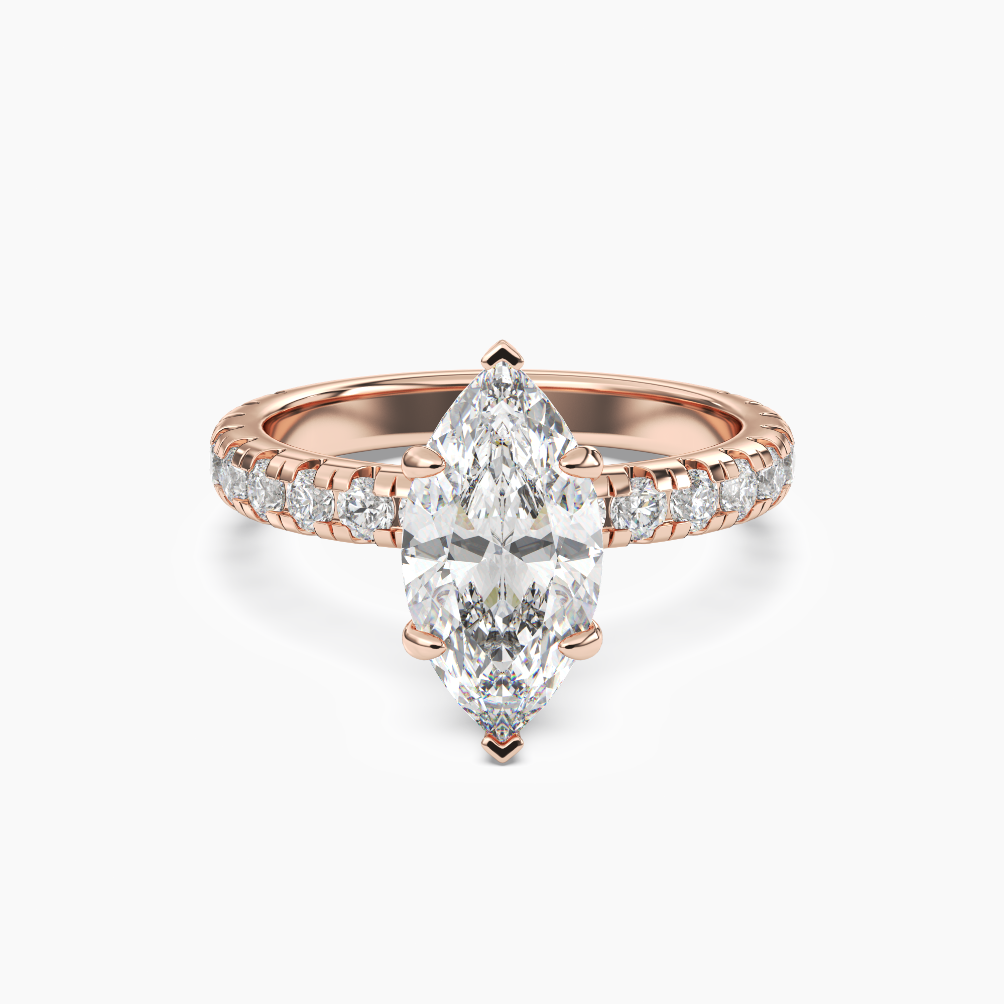Oasis Marquise Hidden Halo 3 Carat Lab Grown Diamond Engagement Ring in 18K Rose Gold