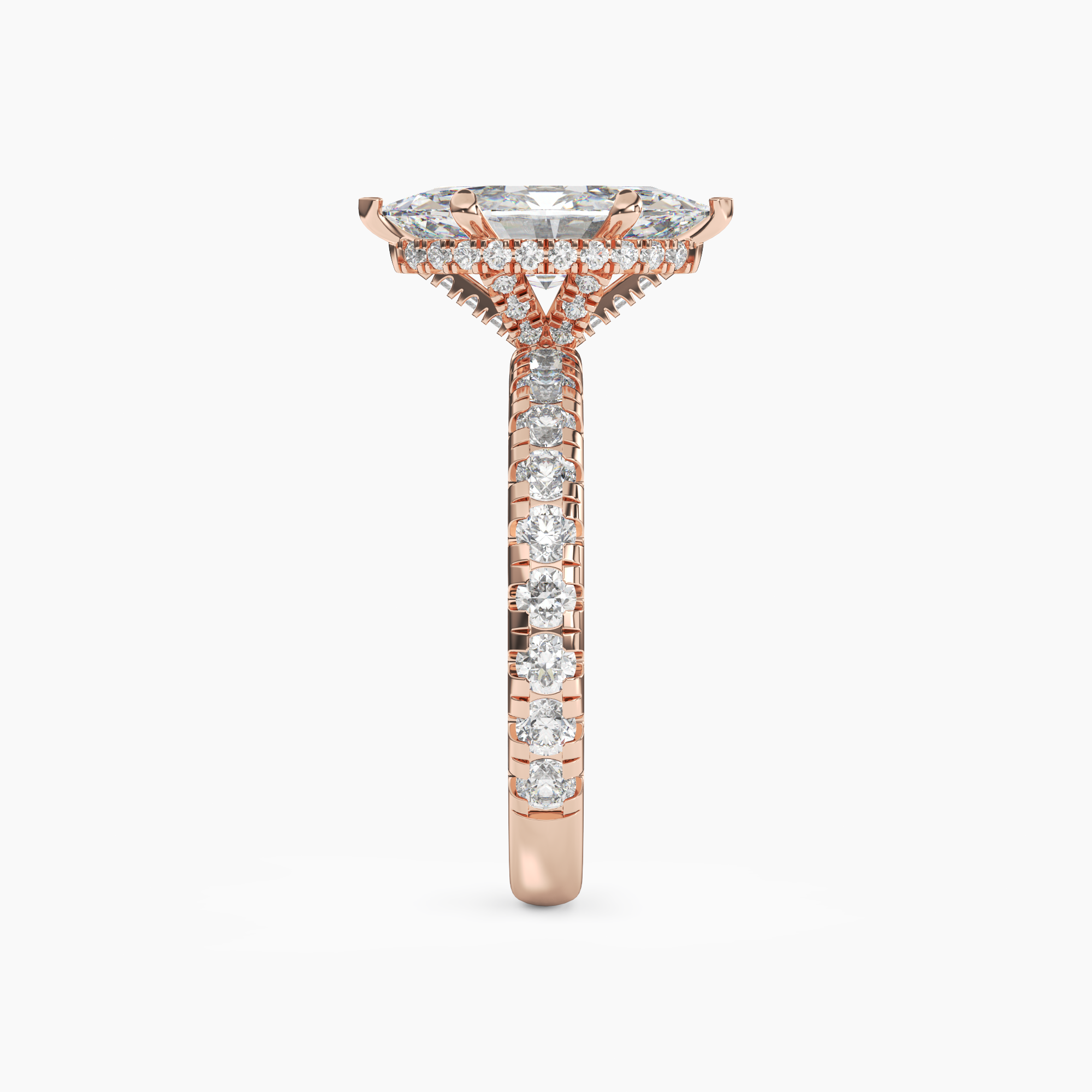 Oasis Marquise Hidden Halo 2 Carat Lab Grown Diamond Engagement Ring in 18K Rose Gold