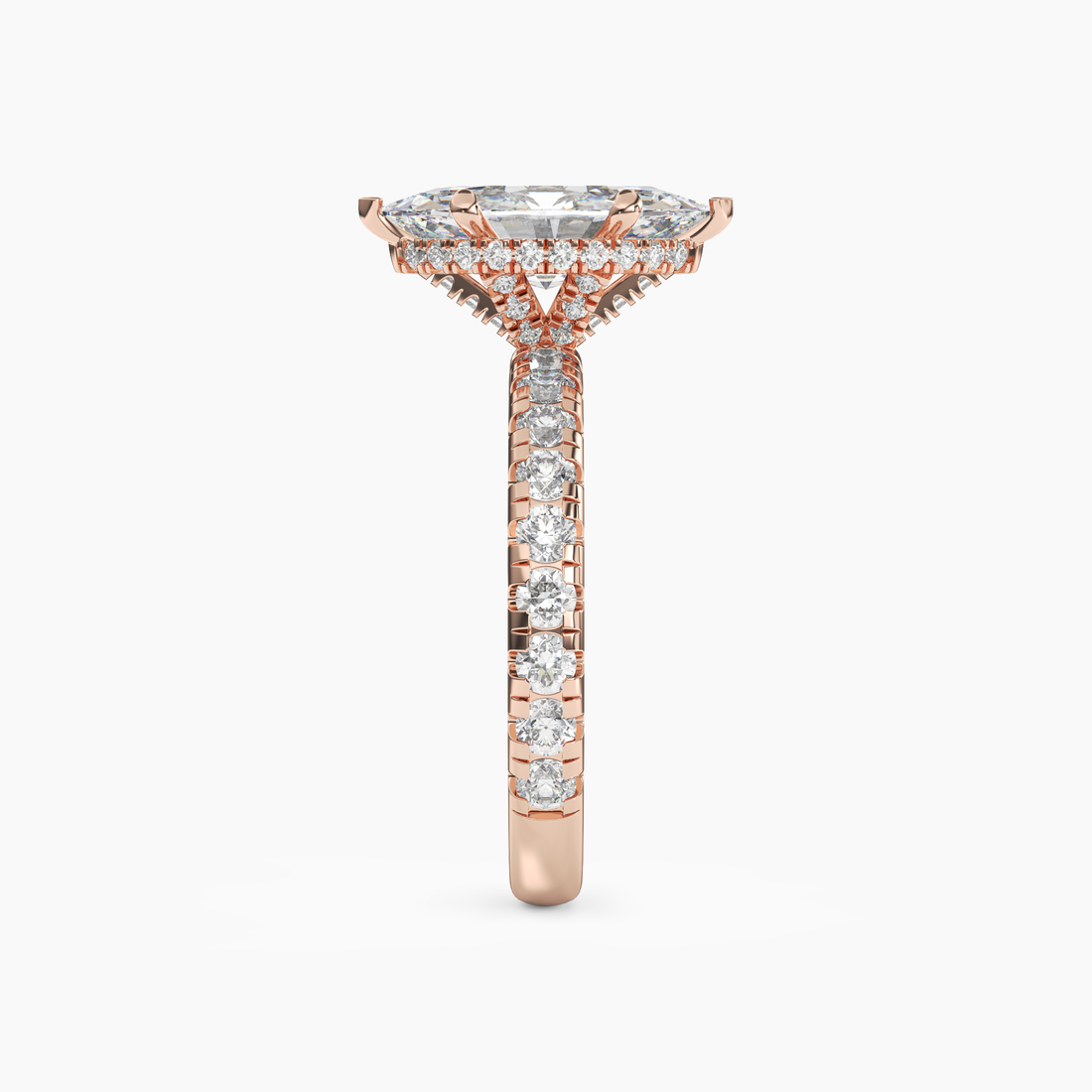 Oasis Marquise Hidden Halo 2 Carat Lab Grown Diamond Engagement Ring in 18K Rose Gold