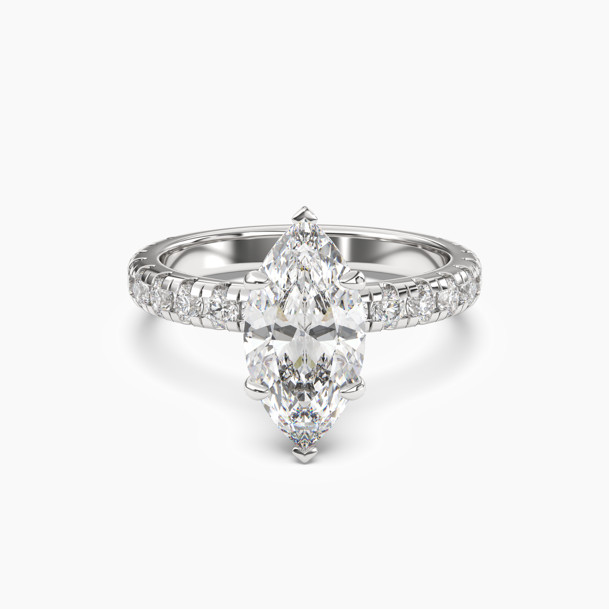 Oasis Marquise Hidden Halo Diamond Ring Setting in 14K White Gold